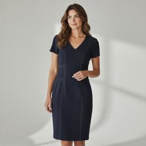 Brooks Brothers Red Fleece Retro Contrast Stitch Stretch Ponte Knit Dress Sz 0